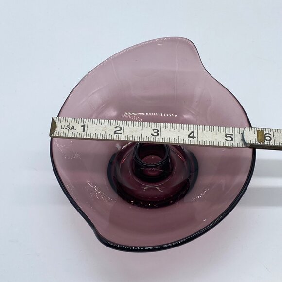 Vintage Viking Epic Amethyst Glass Candle Holder Dish Purple Abstract Form MCM - Picture 10 of 10
